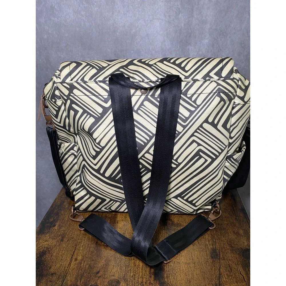 Petunia Pickle Bottom Boxy Neutral abstract Backpack Designer Diaper Bag